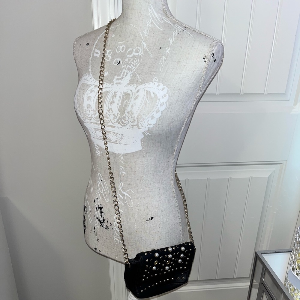 Steve Madden Black Pearl Embellished Crossbody Bag - Picture 5 of 9